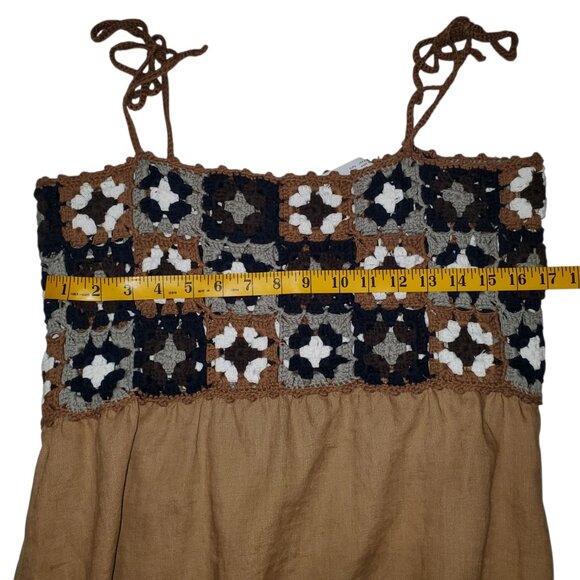 ZARA BLOGGERS’ FAVORITE MIXED CROCHET LINEN DRESS LARGE - Picture 15 of 15